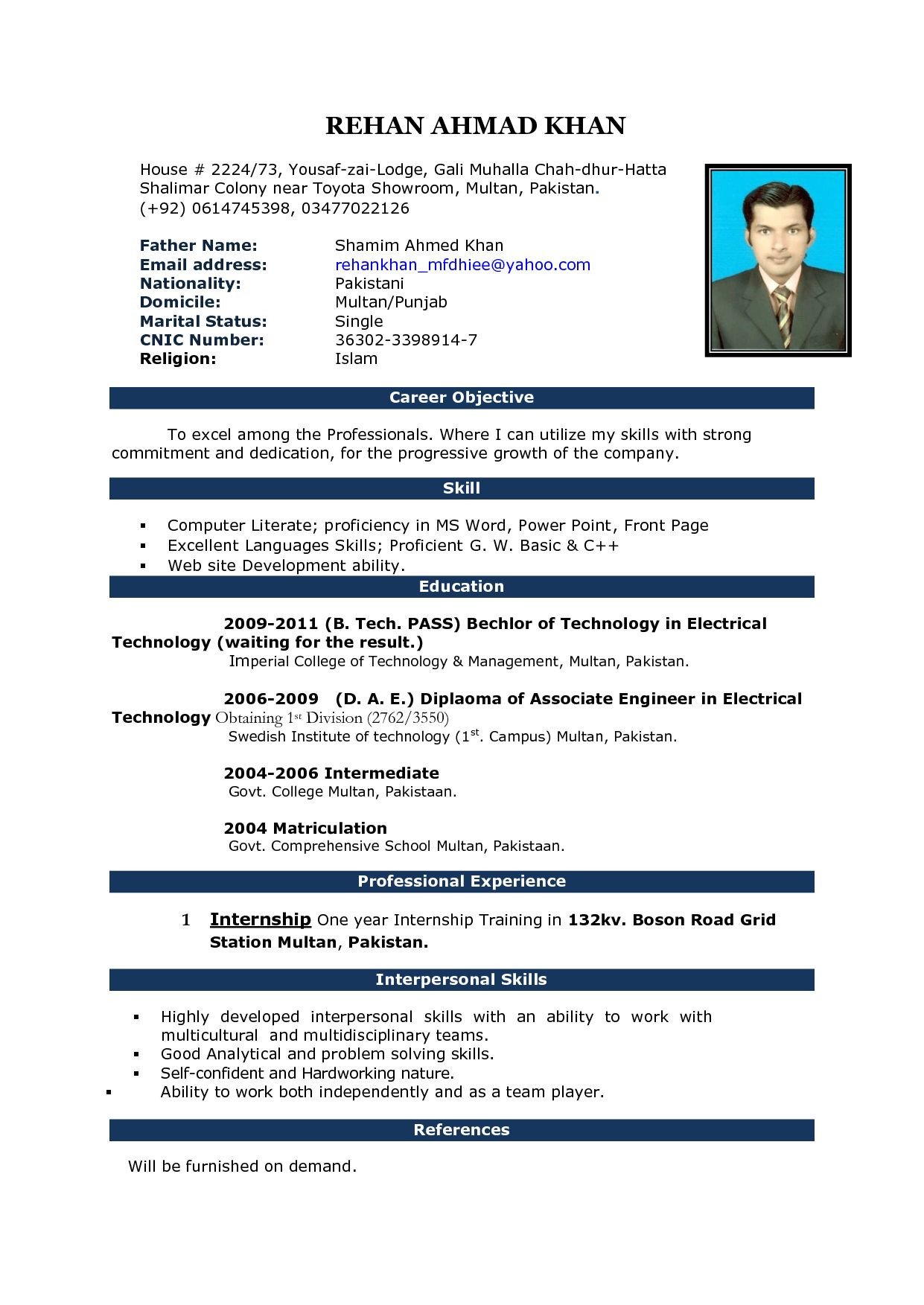Microsoft Office Templates Resume Free Download Cv format In Ms Word Fieldstationco