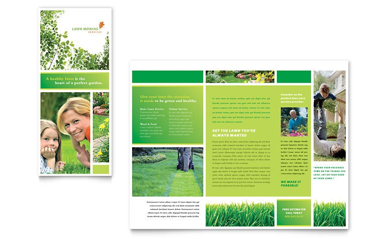 Microsoft Publisher Booklet Templates Lawn Mowing Service Brochure Template Word &amp; Publisher