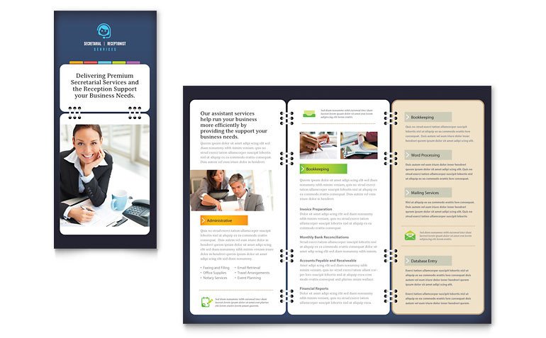 Microsoft Publisher Booklet Templates Secretarial Services Tri Fold Brochure Template Word