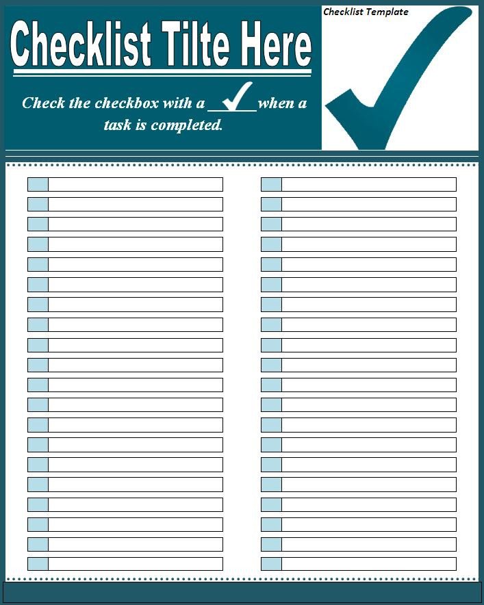 Microsoft Word Checklist Template 4 Checklist Templates Word Excel Free formats Excel Word
