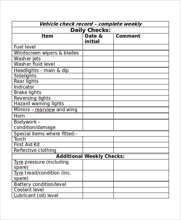 Microsoft Word Checklist Template Checklist Sample In Word 10 Examples In Word