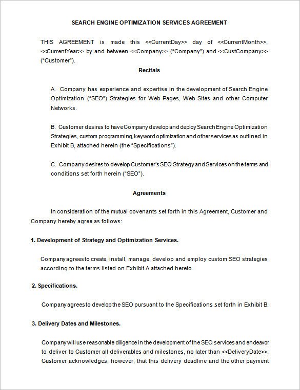 Microsoft Word Contract Template 5 Seo Contract Templates Doc Pdf