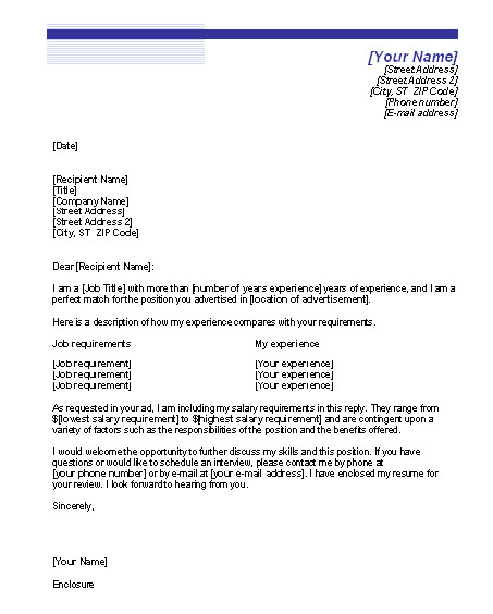 Microsoft Word Cover Letter Template Cover Letter Resume – Microsoft Word Templates