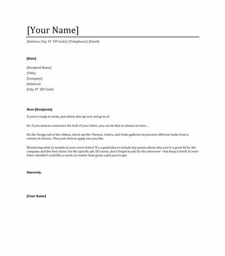 Microsoft Word Cover Letter Template Cover Letter Template Word Free Cover Letter Templates for