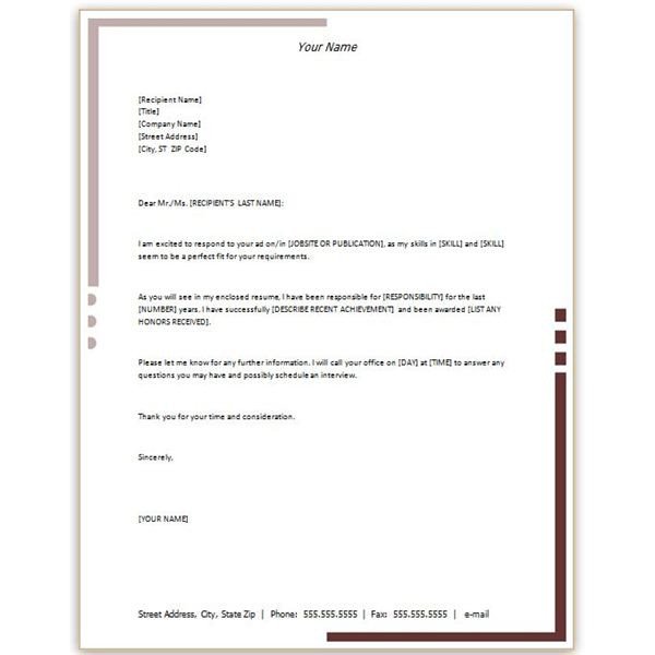 Microsoft Word Cover Letter Template Free Microsoft Word Cover Letter Templates Letterhead and