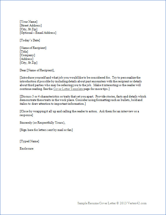 Microsoft Word Cover Letter Template Resume Cover Letter Template for Word