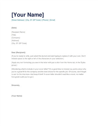 Microsoft Word Cover Letter Template Simple Cover Letter