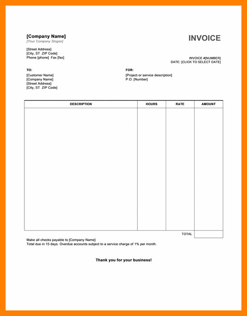 Microsoft Word forms Template 6 Word Invoice form