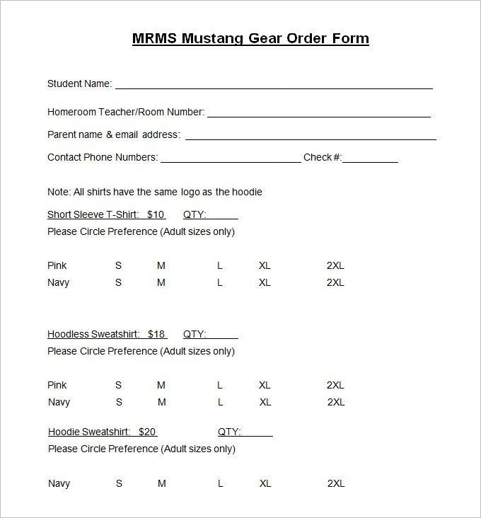 Microsoft Word forms Template T Shirt order form Template 21 Free Word Pdf format
