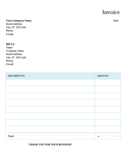 Microsoft Word Invoice Template Free Invoices Fice