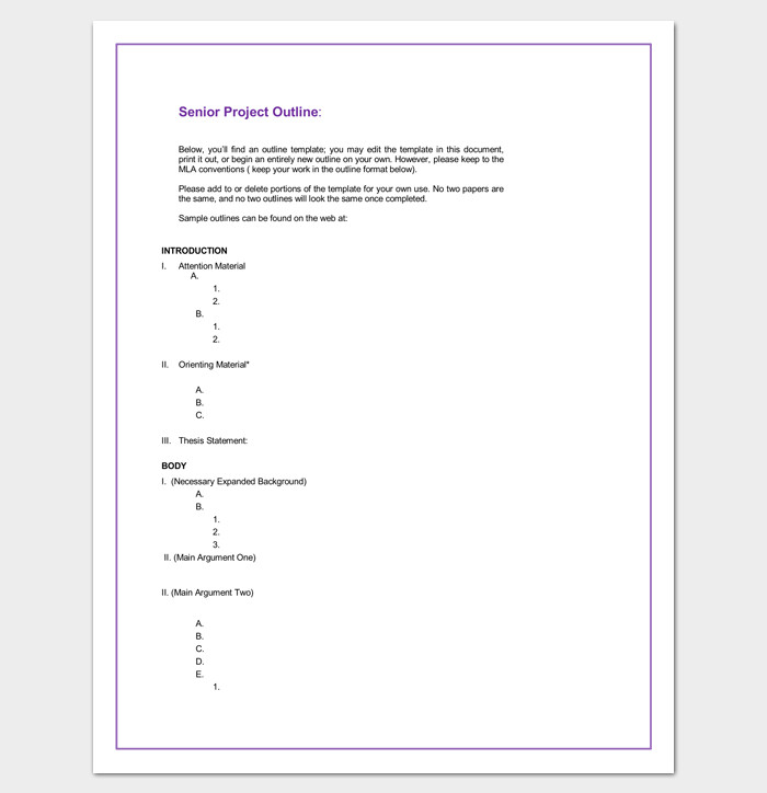 Microsoft Word Outline Template Project Outline Template 17 for Word Ppt Excel and