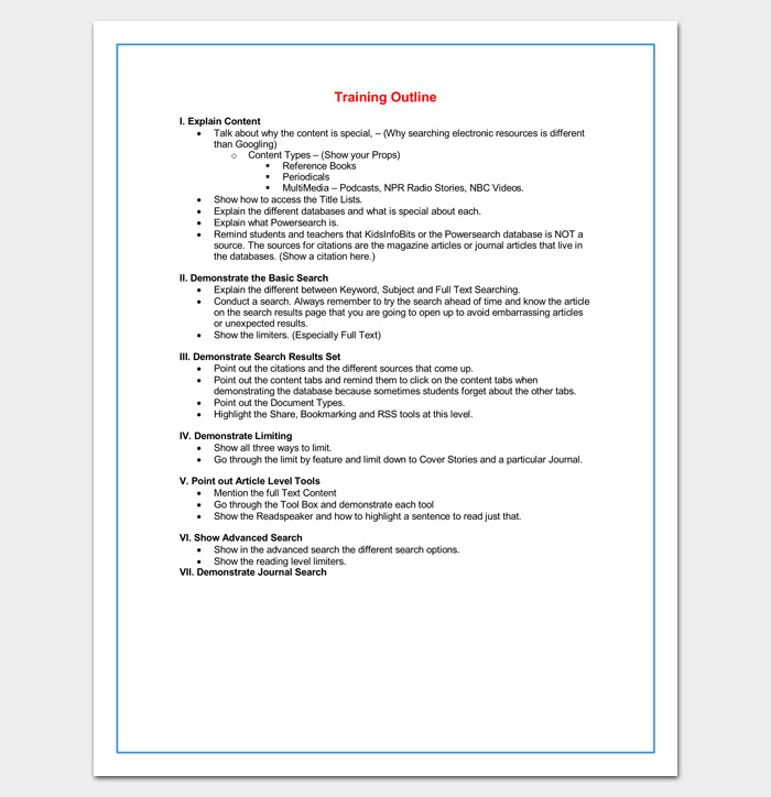 Microsoft Word Outline Template Training Course Outline Template 24 Free for Word &amp; Pdf