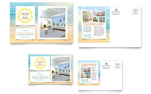 Microsoft Word Postcard Template Coastal Real Estate Postcard Templates Word & Publisher