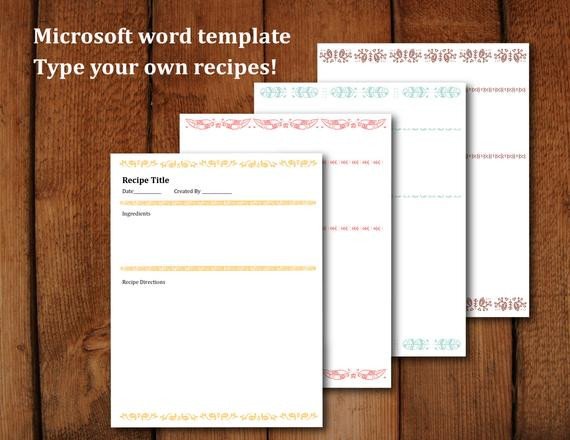 Microsoft Word Recipe Template Printable Recipe Pages Microsoft Word Editable Letter Size