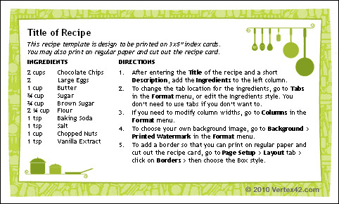 Microsoft Word Recipe Templates 13 Recipe Card Templates Excel Pdf formats