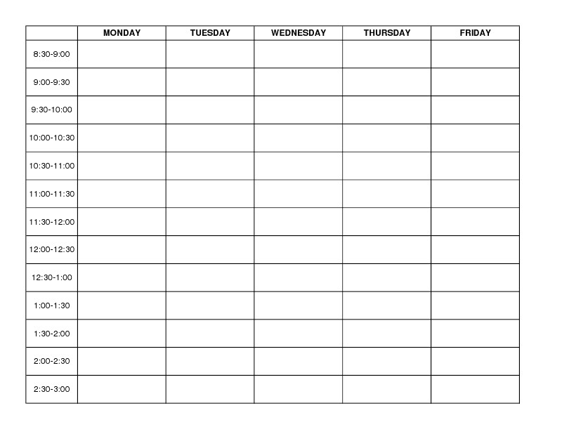 Middle School Schedule Template Blank Lesson Plan Template Lesson Planning