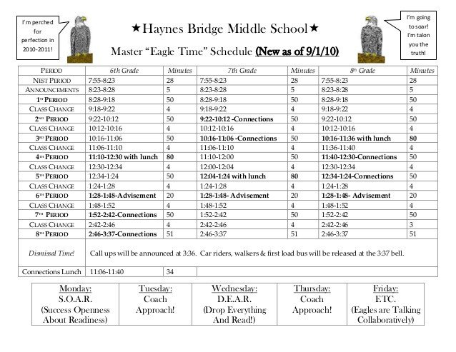 Middle School Schedule Template Extra Brand New Haynes Bridge Middle School Master