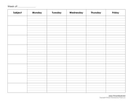 Middle School Schedule Template Printable Weekly Schedule Template