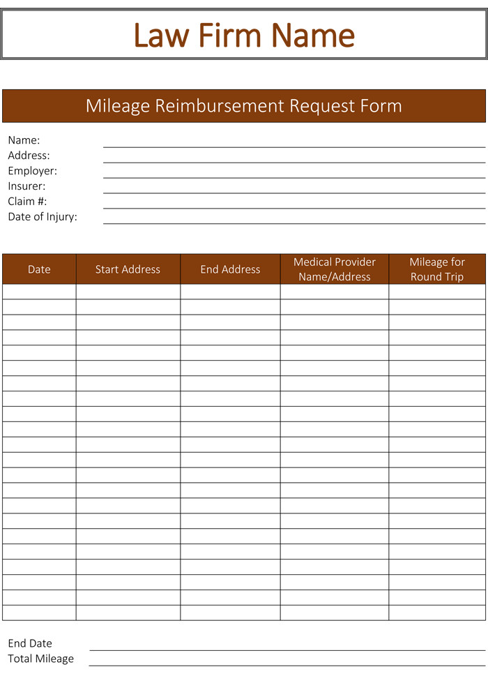 Mileage Reimbursement form Template 5 Mileage Reimbursement form Templates for Word and Excel