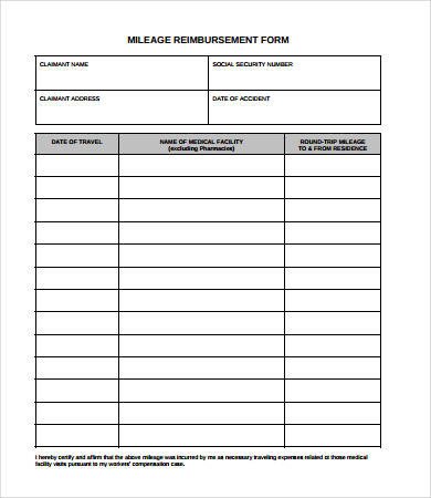 Mileage Reimbursement form Template Reimbursement form 8 Free Pdf Download Documents
