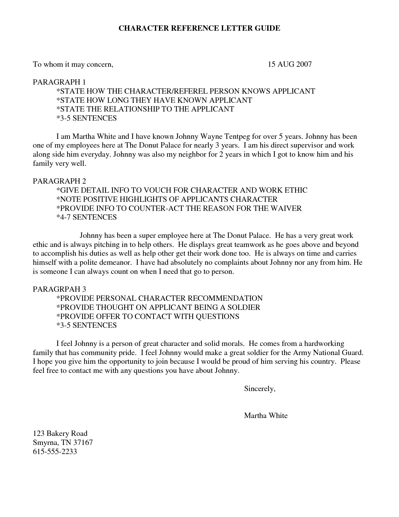 Military Character Reference Letter Character Reference Letters Crislapuzcharacter Reference