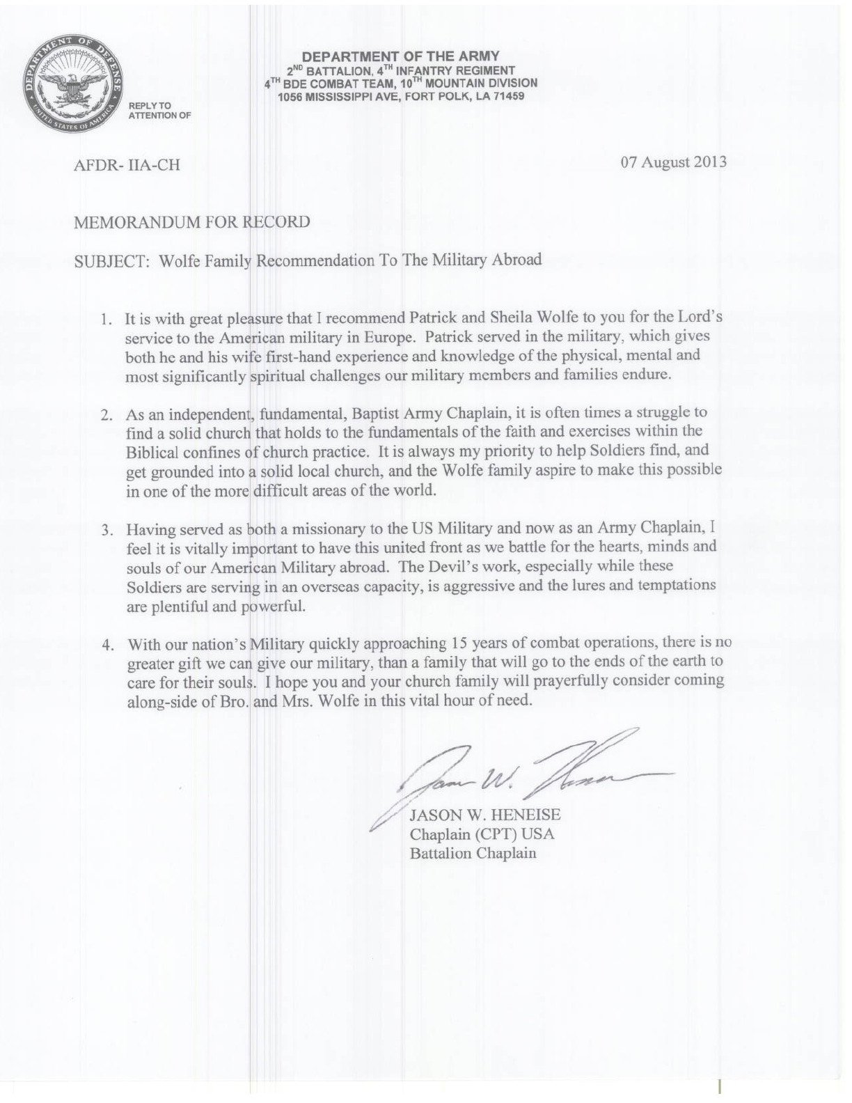 Military Character Reference Letter Example A Military Character Reference Letter