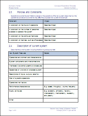 Military Conops Template Concept Of Operations Template Download Ms Word Sample