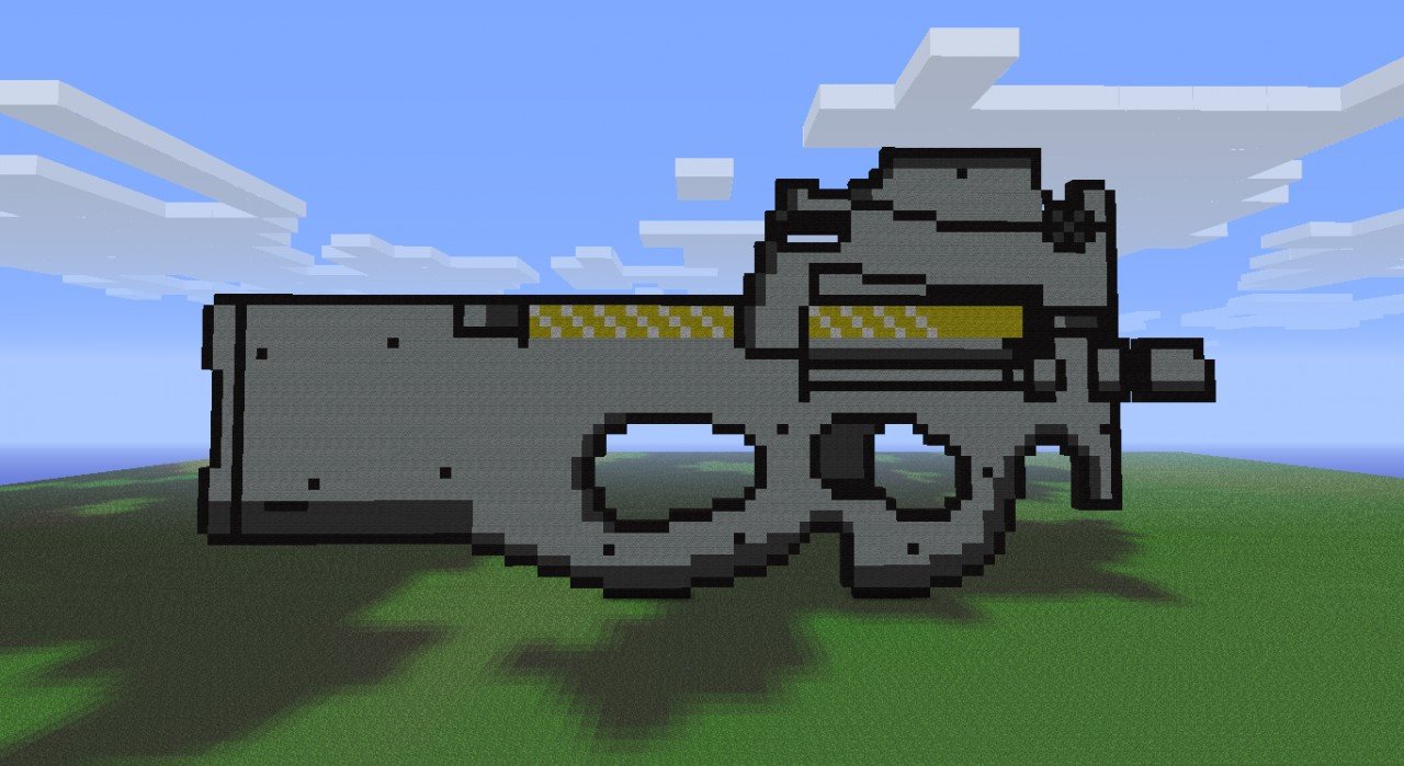 Minecraft Gun Pixel Art Fn P90 Gun Pixel Art Minecraft Project