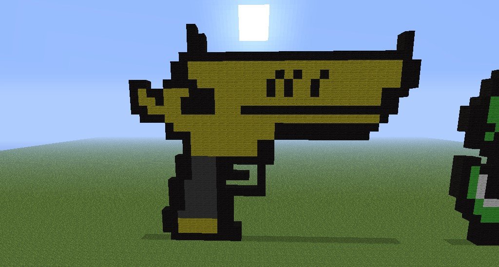 Minecraft Gun Pixel Art Golden Gun Dont for to Challenge Me Minecraft Project