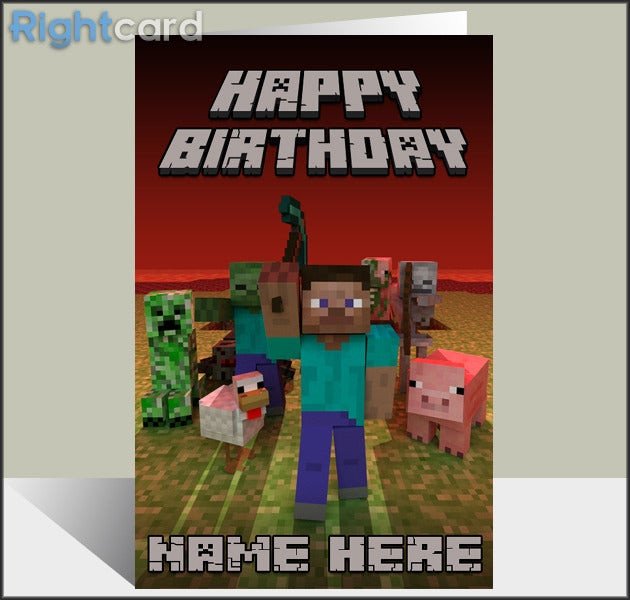 Minecraft Happy Birthday Images Rightcard — Custom Minecraft Inspired Birthday Card