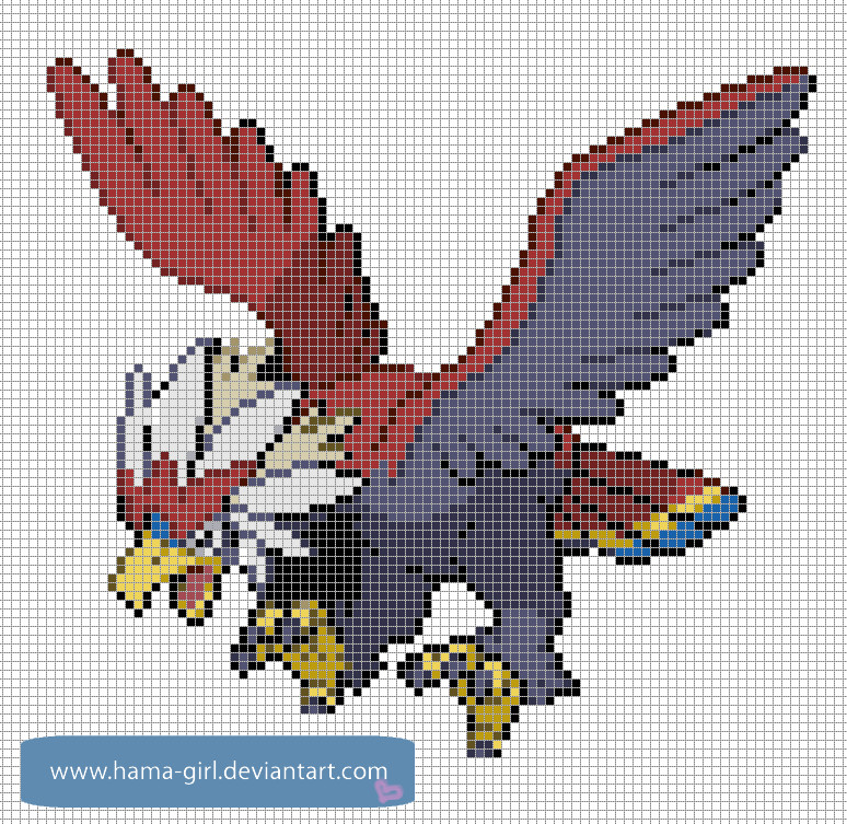 Minecraft Pokemon Pixel Art Grid Braviary by Hama Girl On Deviantart