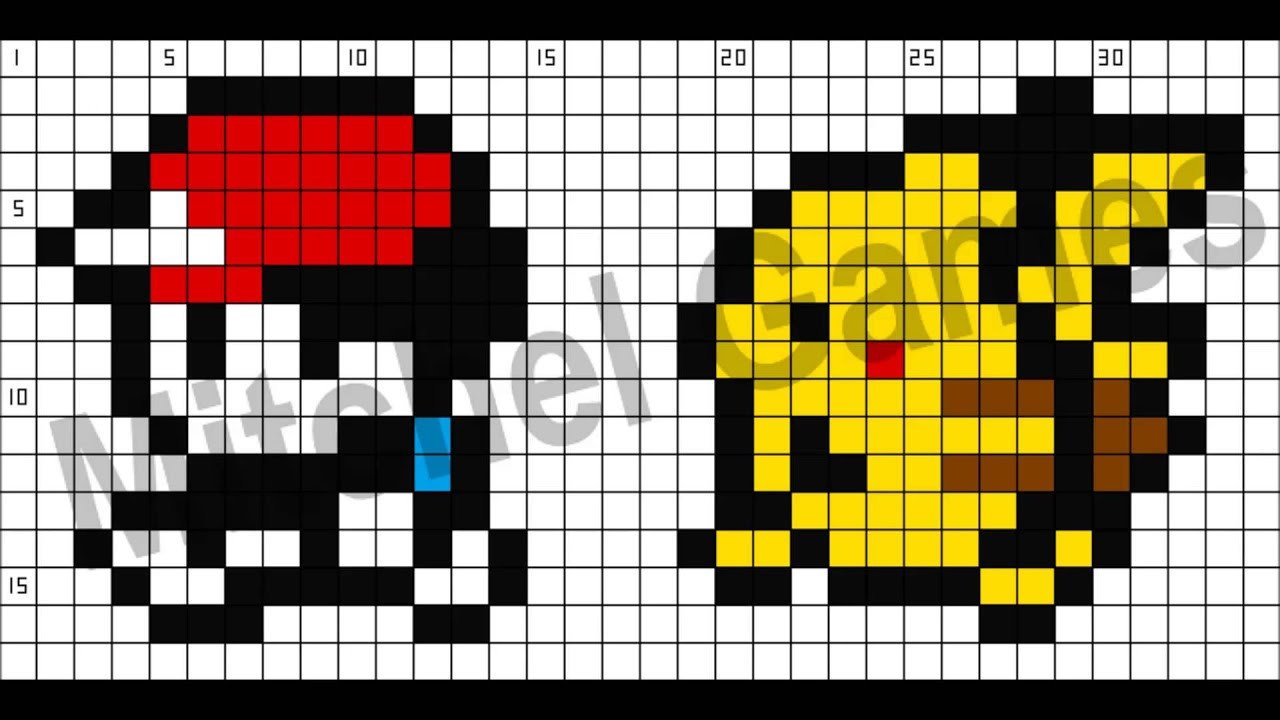 Minecraft Pokemon Templates Minecraft Pokémon ash &amp; Pikachu 34x17 Pixel