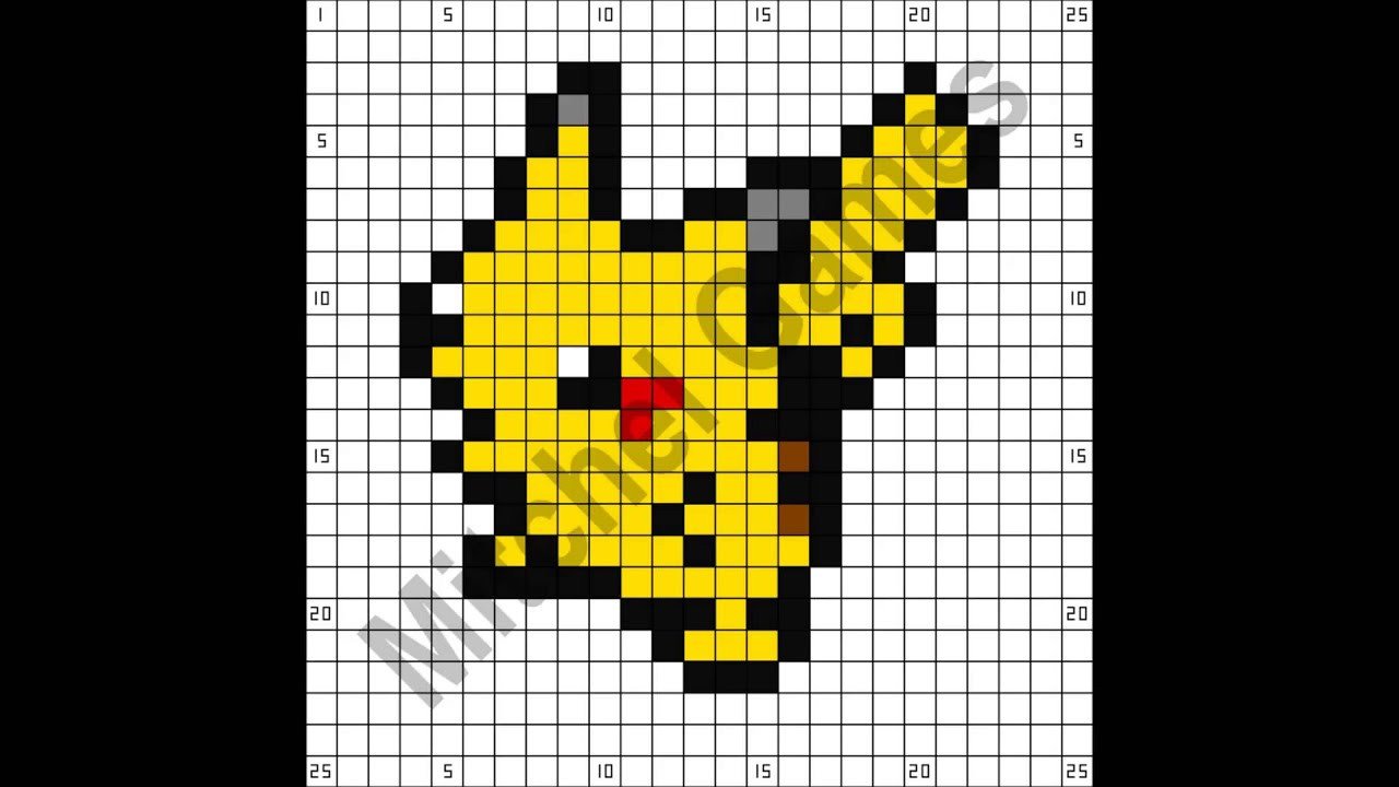 Minecraft Pokemon Templates Minecraft Pokémon Pikachu 25x25 Pixel Template