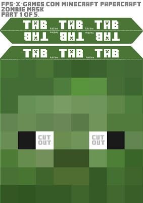 Minecraft Zombie Template Free Diy Minecraft Zombie Mask Head Printable 1 Open the