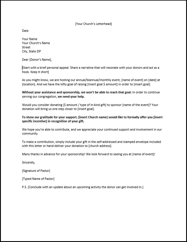 Ministry Support Letter Template Sponsorship Letters Write Great Proposals with 12 Templates