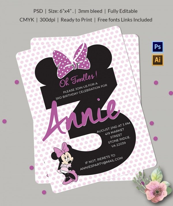 Minnie Mouse Invitation Maker Awesome Minnie Mouse Invitation Template 27 Free Psd