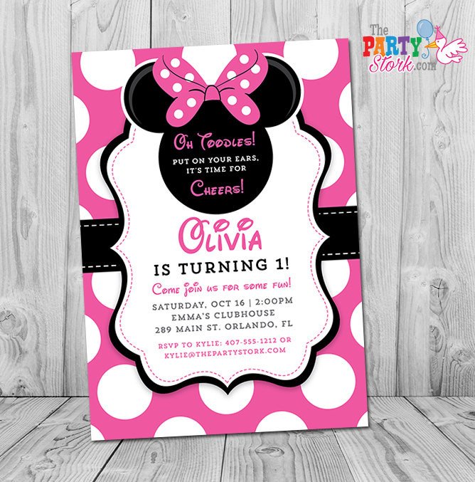 Minnie Mouse Party Invitations Minnie Mouse 1st Birthday Invitations Printable Girls Party
