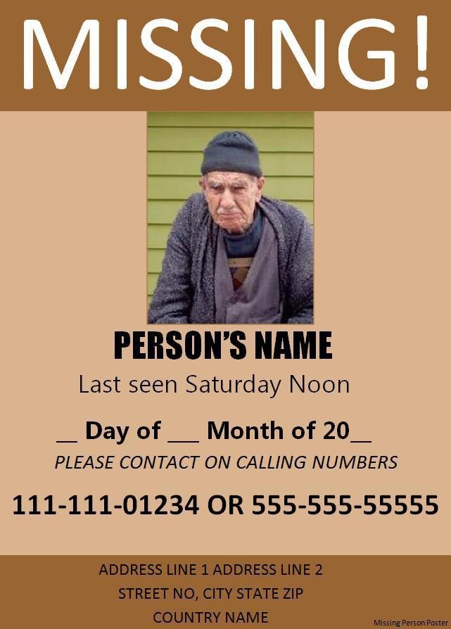 Missing Person Flyer Template 11 Missing Person Poster Templates