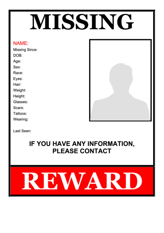 Missing Person Flyer Template Missing Person Flyer Template Printable Pdf