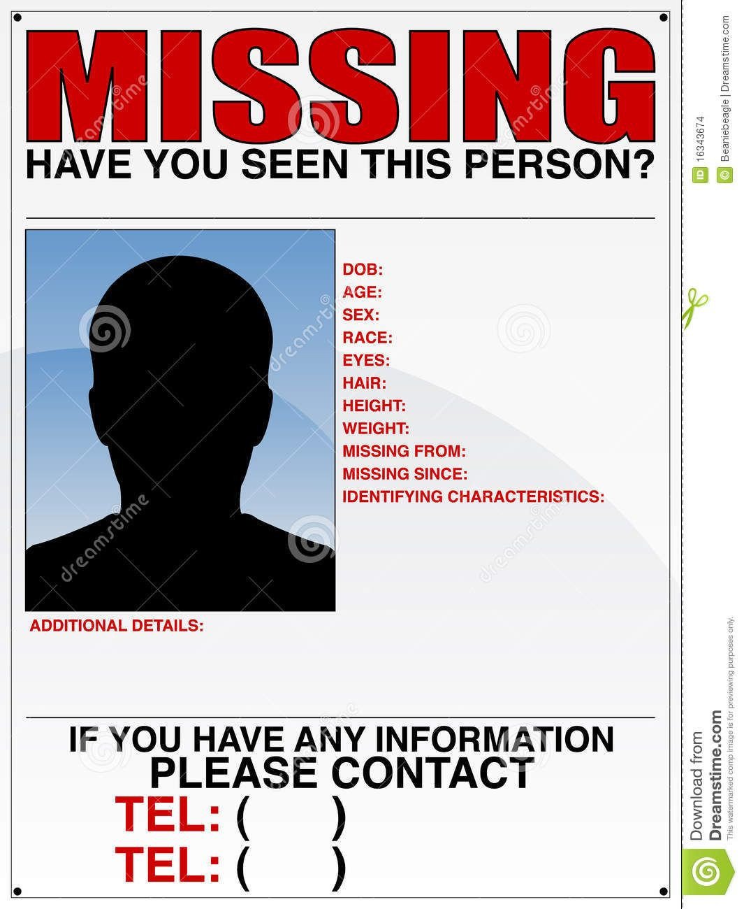 Missing Person Flyer Template Missing Person Poster Template Howloween 5