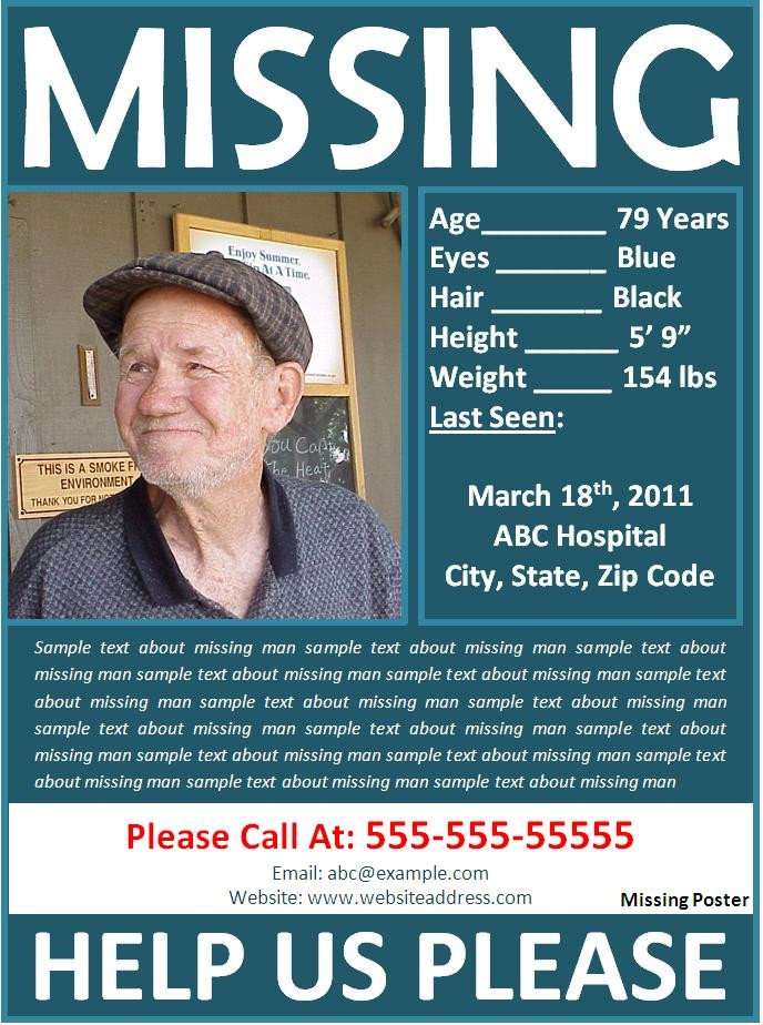 Missing Person Flyer Template Missing Poster Template