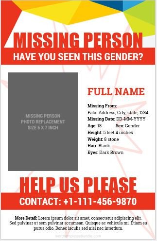 Missing Person Poster Template 5 Editable Missing Person Poster Templates