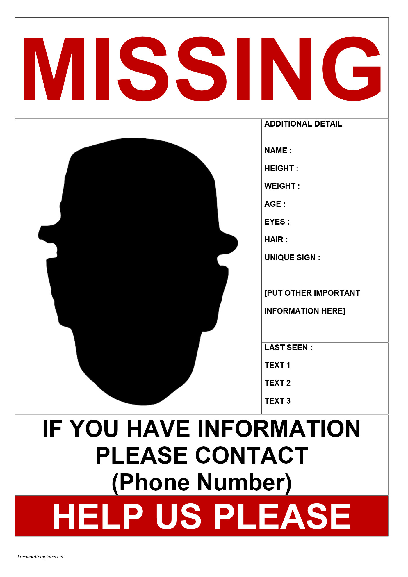 Missing Person Poster Template Missing Person Poster Template