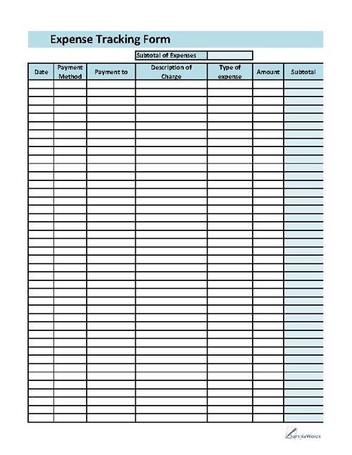 Monthly Business Expense Template Expense Printable forms Worksheets Charts