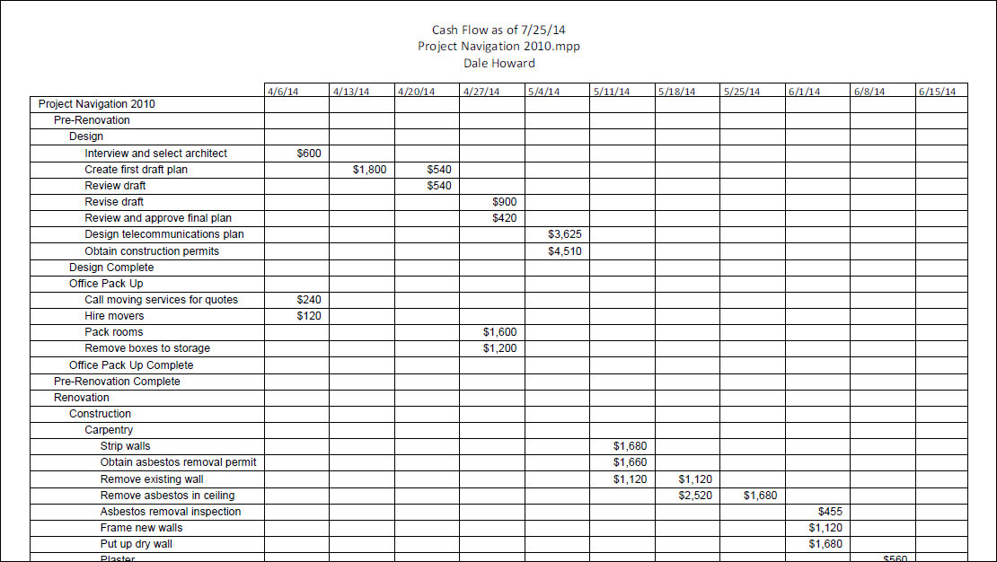 Monthly Cash Flow Template Create A Monthly Cash Flow Report In Microsoft Project