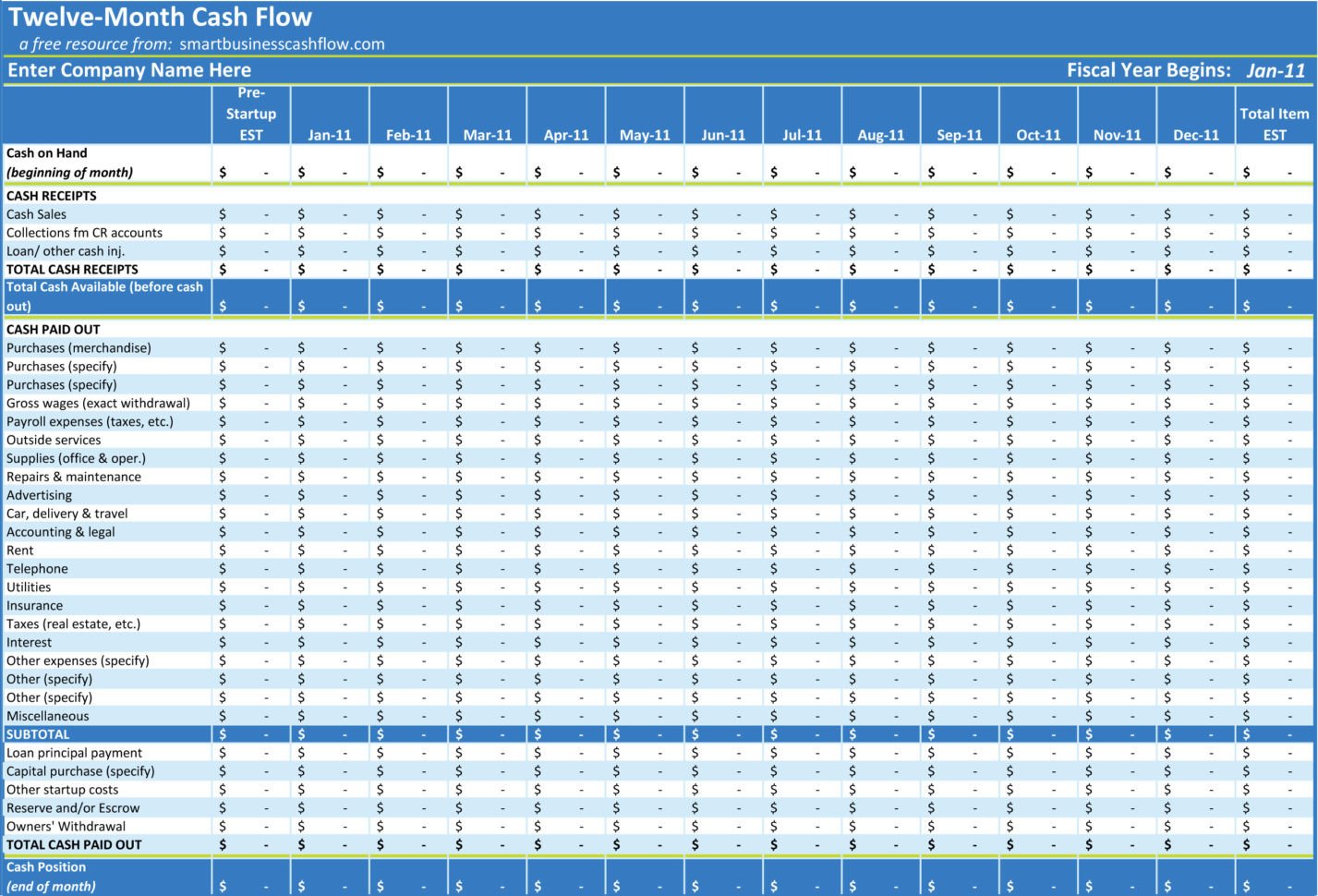 Monthly Cash Flow Template Excel Cash Flow Template Microsoft Spreadsheet Template