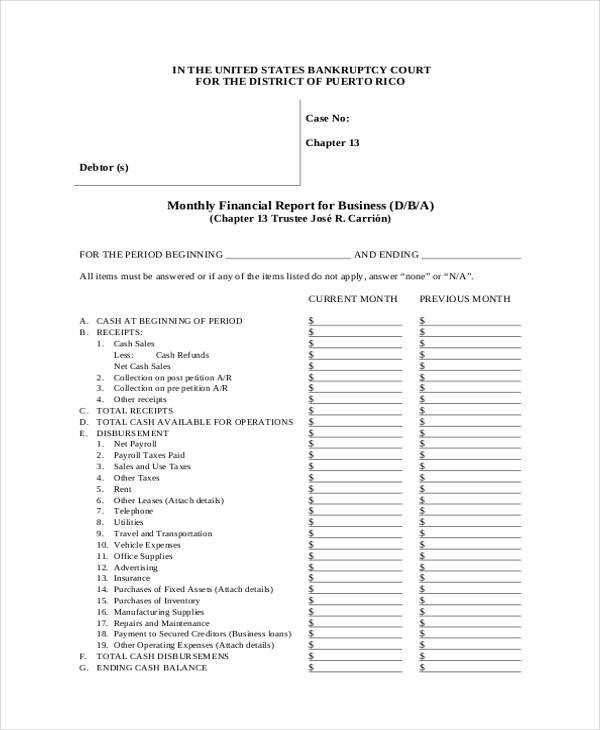 Monthly Financial Report Template 49 Report Samples Word Pages Pdf Docs