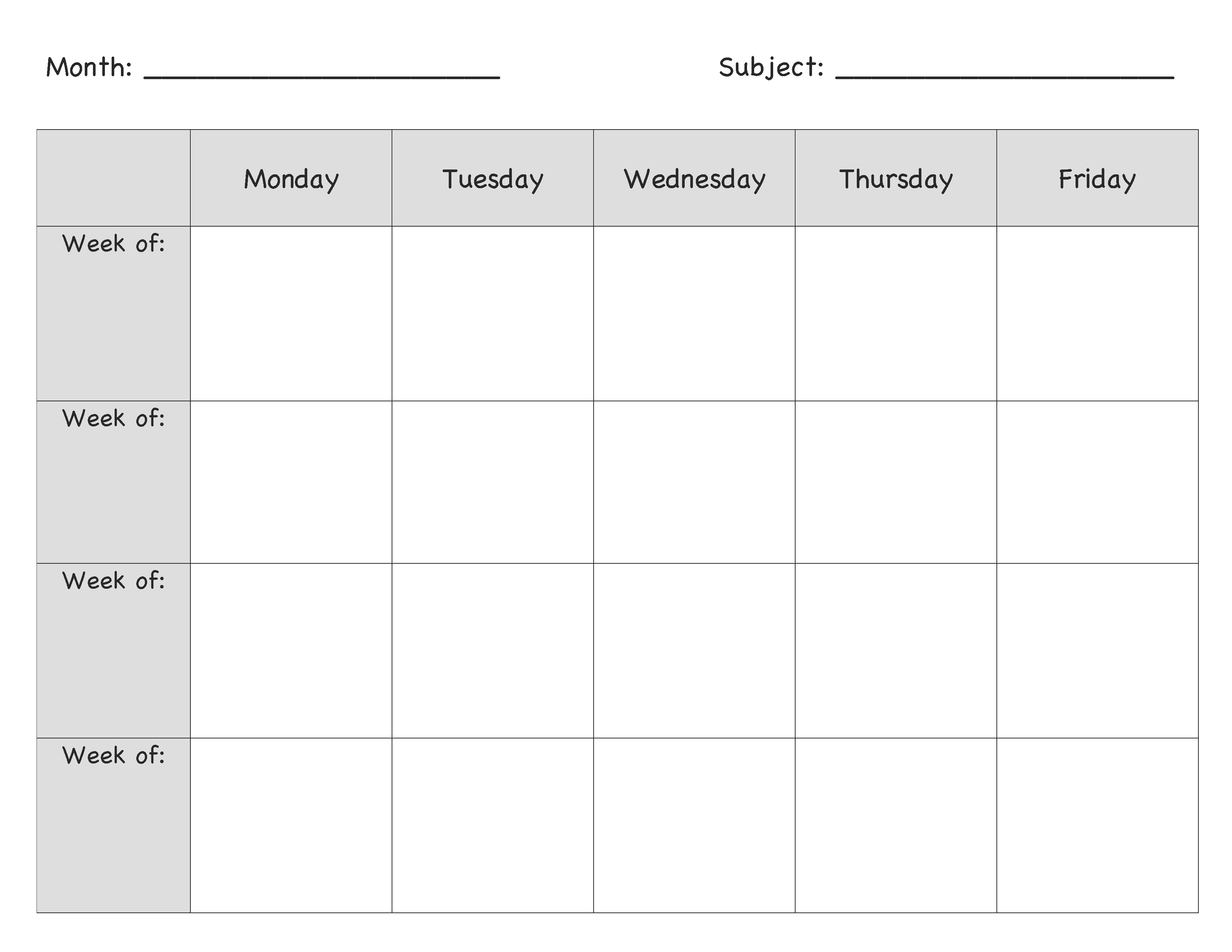 Monthly Lesson Plan Template Englishlinx