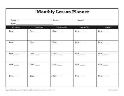 Monthly Lesson Plan Template Monthly Lesson Plan Template Secondary