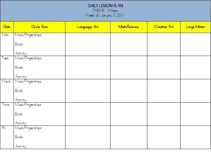 Monthly Lesson Plan Template Planning Marvelous Mitten Activities for Preschool